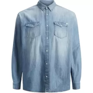 Image of Jack and Jones Denim Shirt Plus Size - Blue
