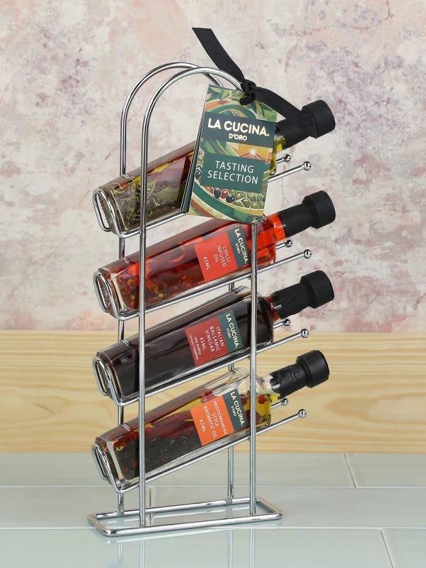 Image of Kimm and Miller (UK) Ltd Kimm and Miller (UK) Ltd Oil and Vinegar in Rack in Silver Size: 156ml Silver 156ml Unisex 5055475454938