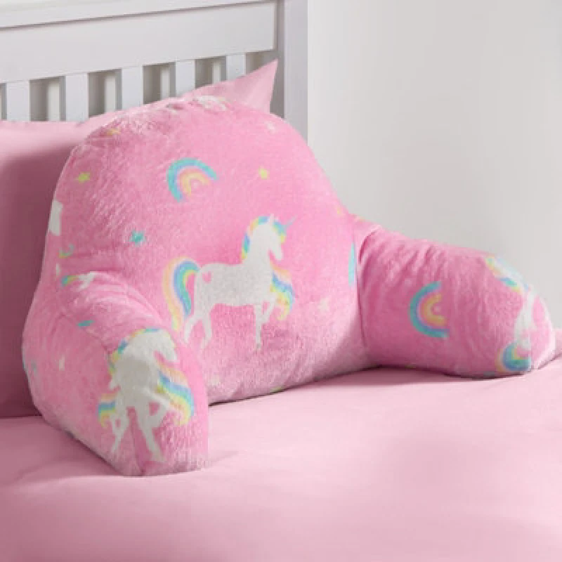 Image of OHS OHS Unicorn Reading Pillow Cushion Fleece Backrest Neck Lumbar Chair Support Seat in Pink Pink One Size Unisex 5027434187393