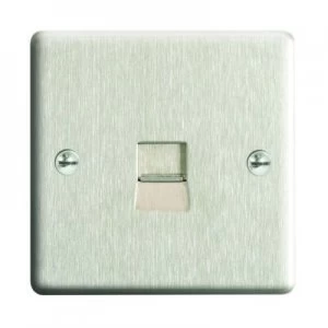 Image of Wickes Single Raised Plate Master Telephone Socket - Brushed Steel