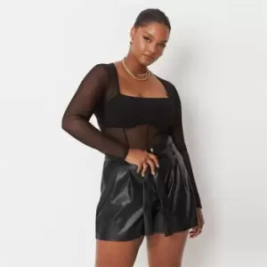 Image of Missguided Plus Ls Mesh Detail Corset - Black