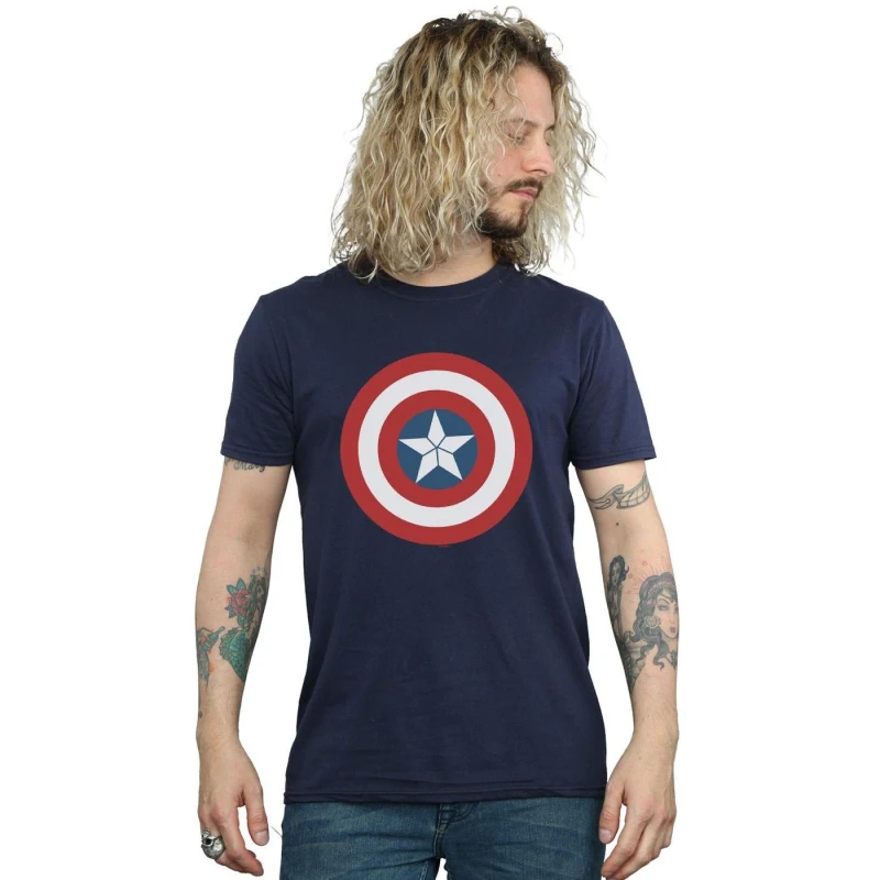 Image of Marvel Marvel Men Captain America Civil War Shield T-Shirt in Navy Size: Small Navy S Male 5057981025350