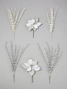 Image of Festive Tree Pick Bundle - White/Silver/Grey