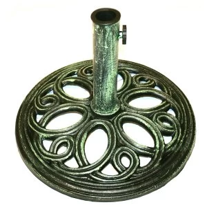 Image of Charles Bentley 12KG Cast Iron Round Parasol Base - Green