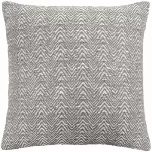 Image of Appletree - Loft Herringbone Weave 100% Cotton Filled Cushion, Silver, 43 x 43 Cm