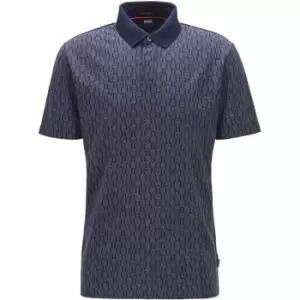Image of Boss Boss Pitton Short Sleeve Polo Shirt Mens - Blue