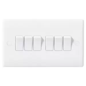 Image of BG Nexus White 6 Gang 2 Way Rocker Switch 10A - 846