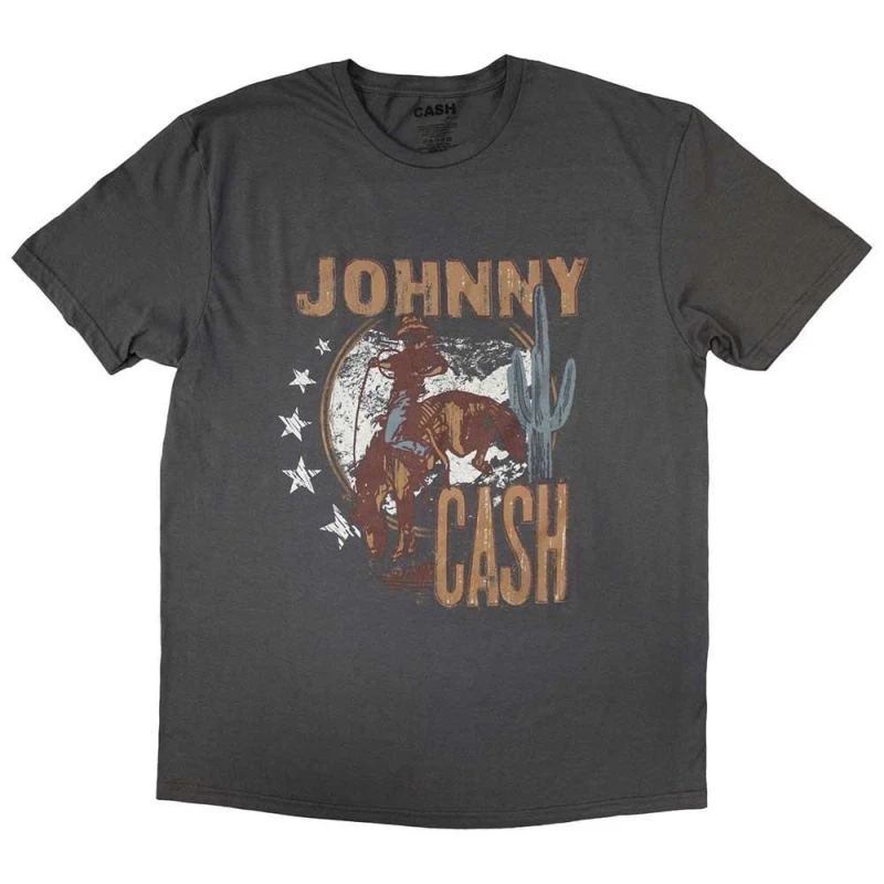 Image of Johnny Cash Johnny Cash Men Cowboy T-Shirt in Charcoal Size: large Charcoal L Male 5063527043962