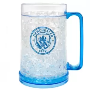 Image of Manchester City FC Official Football Freezer Tankard (One Size) (Clear/Dark Blue)