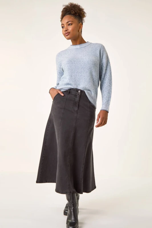 Image of Roman Womens Stitch Detail Soft Knit Jumper in Light Blue Size: 14 Light Blue Female 14