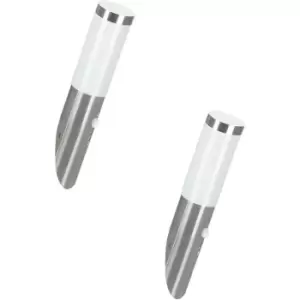 Image of 2 PACK IP44 Outdoor Wall Light & PIR Motion Sensor Stainless Steel 12W E27