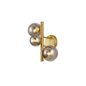 Image of Marshall Wall Lamp, 3 Light G9, Satin Gold, Smoke Plated Glass