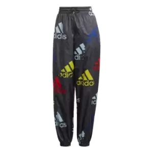 Image of adidas Essentials Multi-Colored Logo Loose Fit Woven Trac - Carbon / Multicolor / White