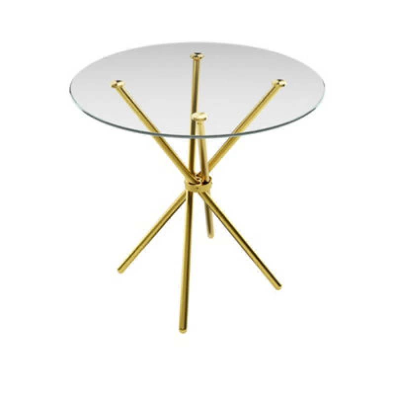 Image of LPD Casa Legs Dining Table - Glass - L90 X W90 X H74.5cm - Clear Top Gold