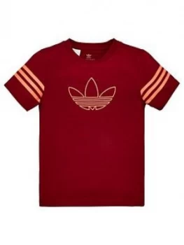 Image of Adidas Originals Childrens Outline Short Sleeve T-Shirt - Burgundy
