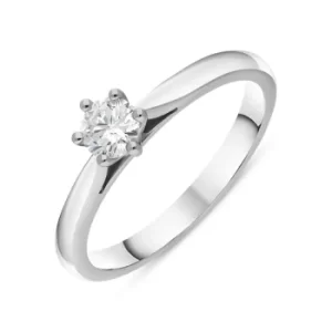 Image of Platinum 0.26ct Diamond Round Brilliant Cut Six Claw Solitaire Ring