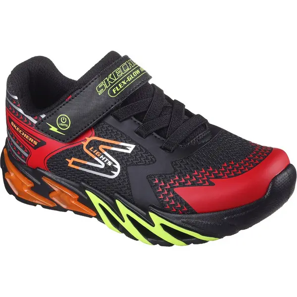 Image of Skechers Boys S Lights Flex Glow Bolt Trainers UK Size 13.5 (EU 33) BLACK/RED SKE2217-BKRD-13.5