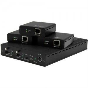 Image of StarTech.com 3-Port HDBaseT Extender Kit with 3 Receivers - 1x3 HDMI over CAT5 Splitter - Up to 4K