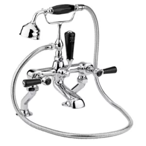 Image of Hudson Reed Black Topaz With Lever Bath Shower Mixer - Chrome / Black