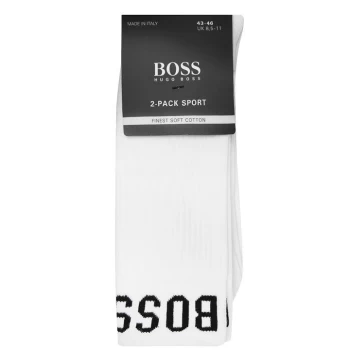 Image of BOSS Logo Sports Socks 2-Pack - White