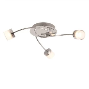 Image of LED 3 Light Bathroom Semi flush Chrome With, Frosted Acrylic IP44