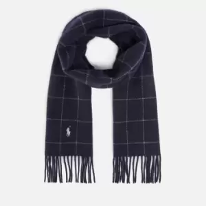 Image of Polo Ralph Lauren Windowpane Check Print Wool-Blend Scarf