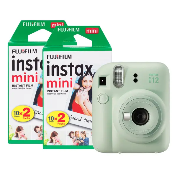 Image of Fujifilm Instax Mini 12 Instant Camera with 40 Shot Film Pack - Mint Green 16806119+2x2PK