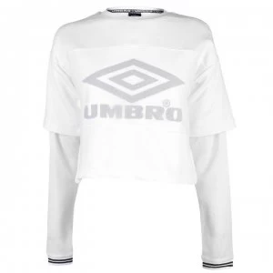Image of Umbro Rail Long Sleeve T Shirt - White