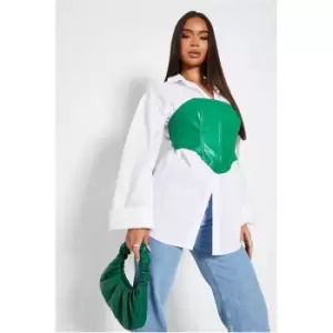 Image of I Saw It First Faux Leather Bandeau Corset Top - Green