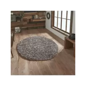 Image of Vista 3547 Shaggy Round Rug, Silver, 133 x 133cm - Think Rugs