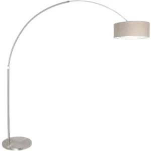 Image of Sienna Sparkled Light Arc Floor Lamp Steel Brushed, Linen Fabric