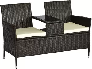 Image of Outsunny Garden Patio Tea Table Outdoor Furniture Rattan Wicker