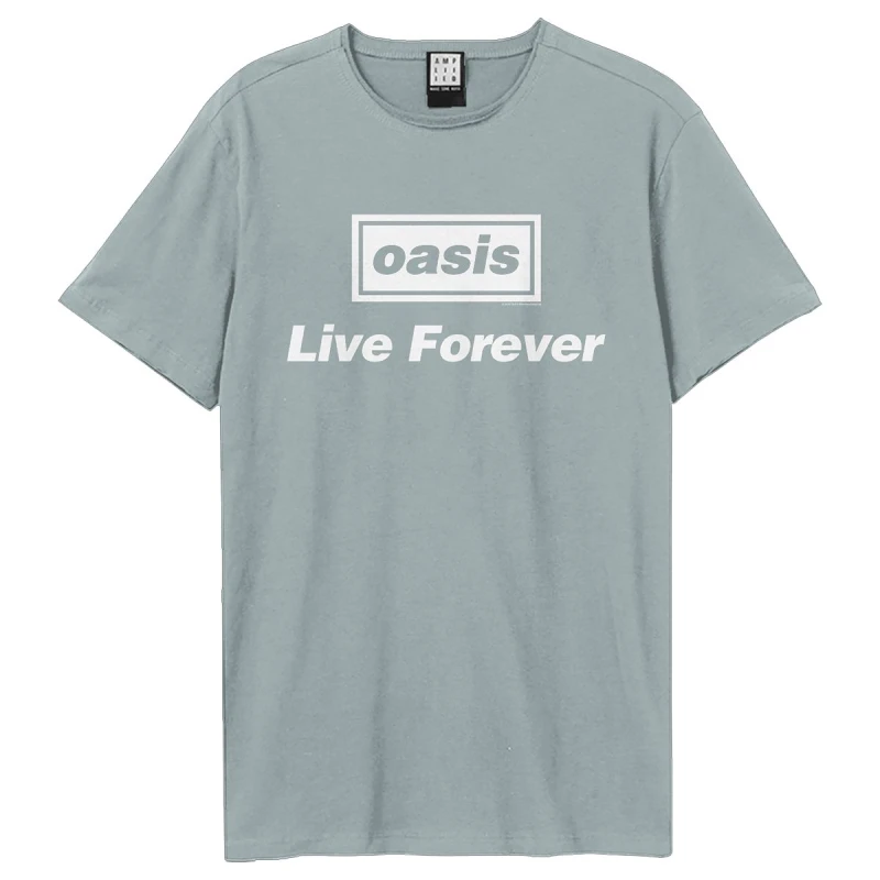Image of Amplified Amplified Men Live Forever Oasis T-Shirt in Pale Blue Size: X-Small Pale Blue XS Male 5063652563052