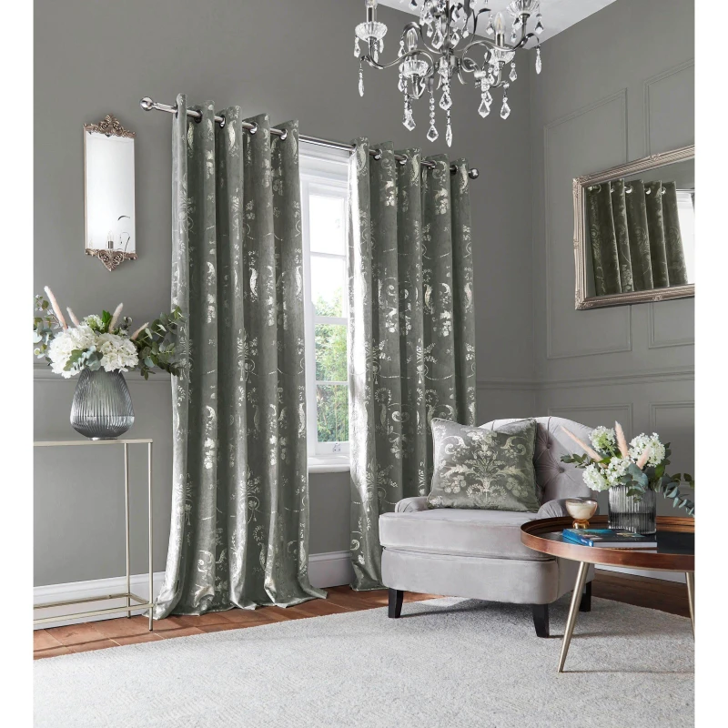 Image of Laura Ashley LA Josette Curtains Steel unisex 64X54 inch