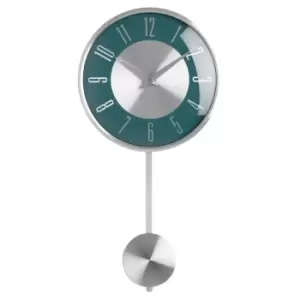 Image of Premier Housewares Pendulum Wall Clock - Silver/Blue