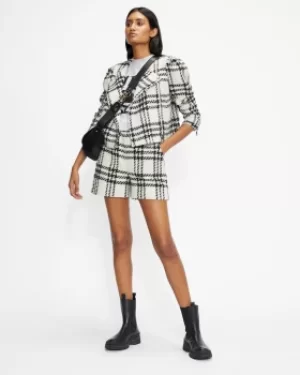 Image of Cropped Jacket With Exaggerated Shoulder