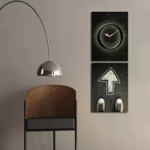 Image of 2P3040CS-147 Multicolor Decorative Canvas Wall Clock (2 Pieces)