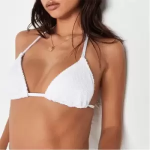 Image of Missguided Crinkle Triangle Bikini Top - White