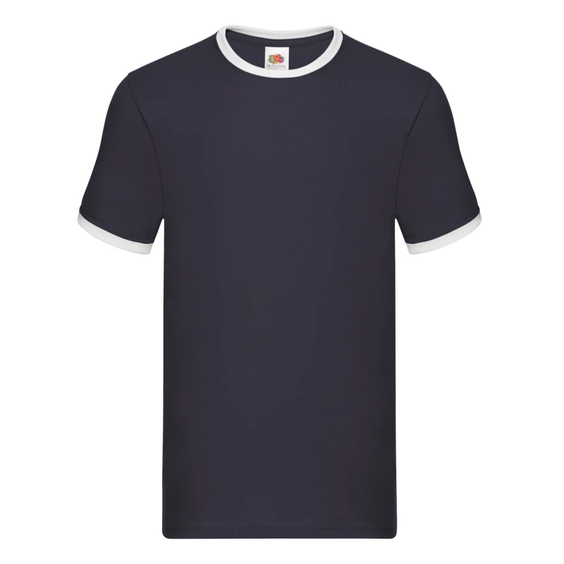 Image of Fruit Of The Loom Fruit of the Loom Men Ringer Contrast T-Shirt in Navy Size: Small Navy S Male 5063574083027