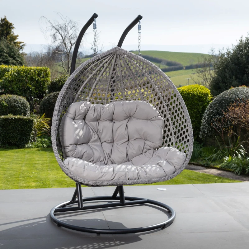 Image of Artemis Home Oakley Double Swing Egg Pod Chair in Light Grey Light Grey Unisex