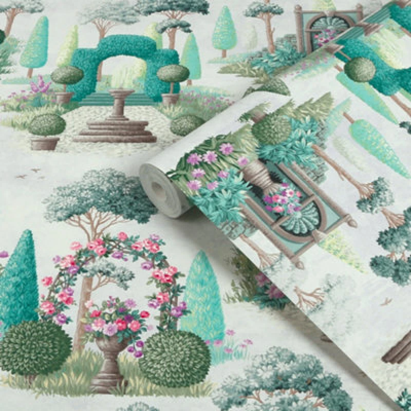 Image of Laura Ashley Green Naunton Folly Smooth Wallpaper