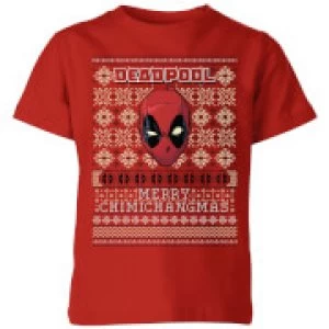 Image of Marvel Deadpool Kids Christmas T-Shirt - Red - 5-6 Years