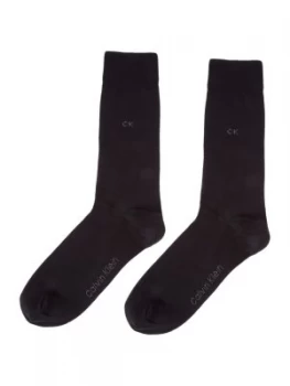 Image of Mens Calvin Klein Simple 2 Pack Logo Socks Black
