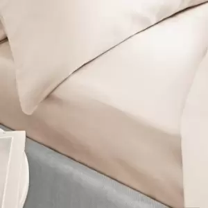 Image of 100% Cotton Sateen 400 Thread Count Fitted Sheet, Oyster, Super King - Bianca