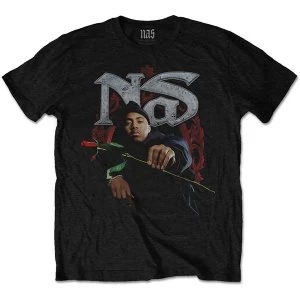 Image of Nas - Red Rose Mens Medium T-Shirt - Black