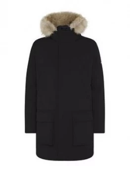 Image of Calvin Klein Premium Canvas Fur Hood Parka - Black
