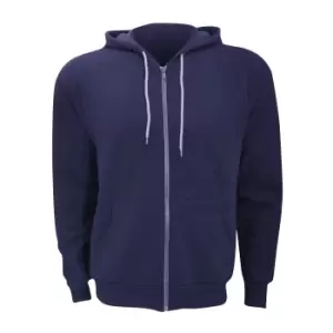Image of Canvas Unixex Zip-up Polycotton Fleece Hooded Sweatshirt / Hoodie (XS) (Navy Blue)