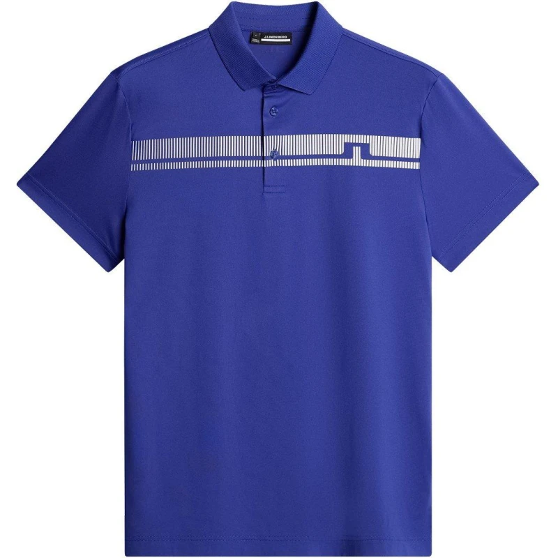 Image of J Lindeberg Golf Mens Short-Sleeve Performance Polo Shirt Clematis Blue male Medium