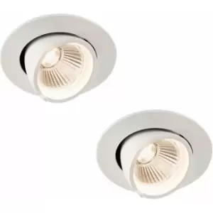 Image of 2 pack Fully Adjustable Ceiling Downlight - 9W Warm White LED - Matt White