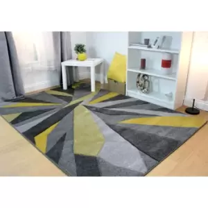 Image of Modern Shatter Splinter Design Hand Carved Soft Ochre Rug Home Carpet in 120x170cm (4'x5'6'')